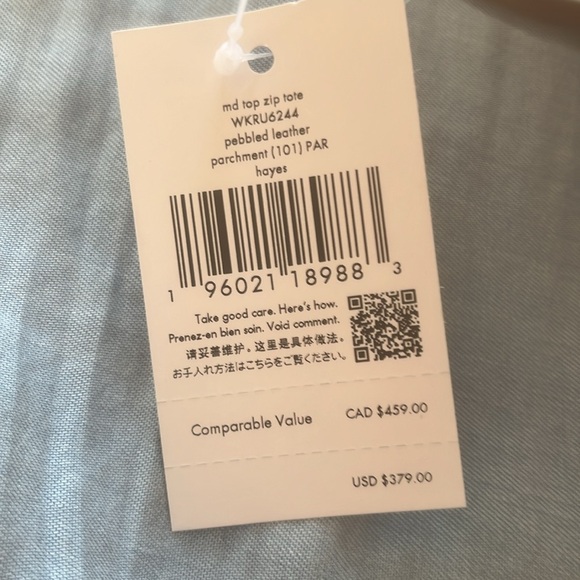 Kate Spade New York large off-white tote with zipper - Picture 12 of 12